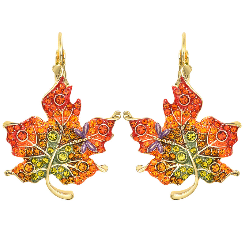 Festival Of Fall Leaf Leverback Earrings (Goldtone)