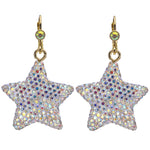 Crystalized 27mm Star Leverback Earrings (Goldtone)