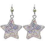 Crystalized 27mm Star Leverback Earrings (Sterling Silvertone)