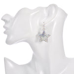 Crystalized 27mm Star Leverback Earrings (Sterling Silvertone)
