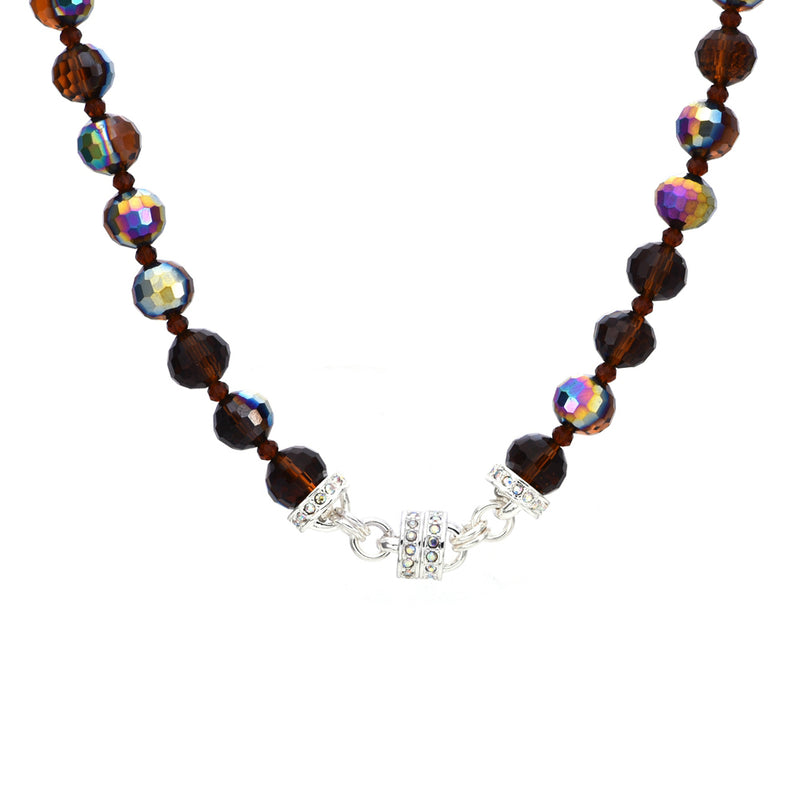 Mystic Crystal Beaded Magnetic Interchangeable Necklace (Sterling Silvertone/Cocoa Iridis)