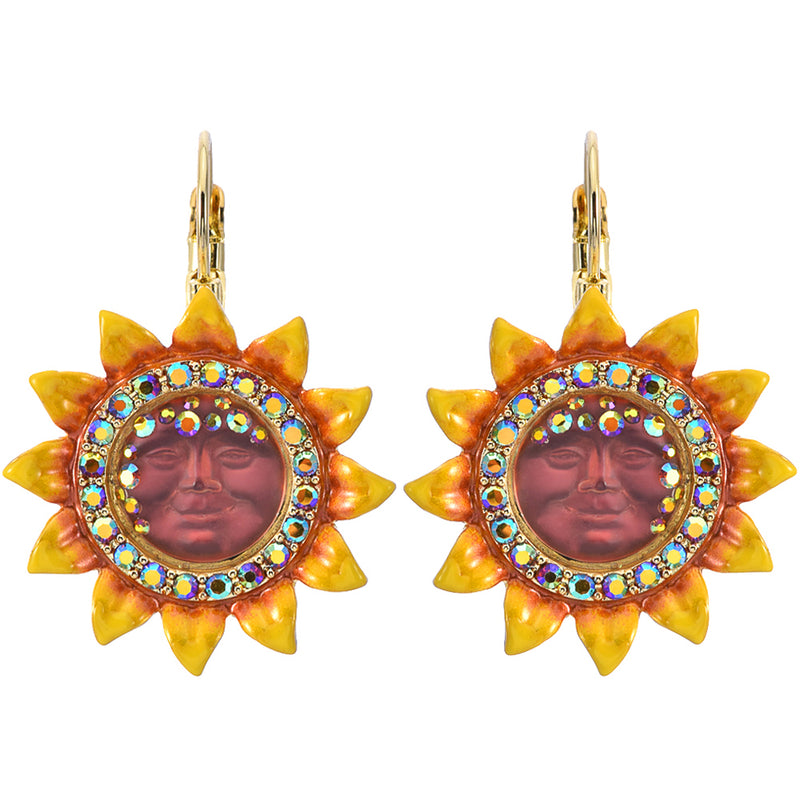 Sunflower Goddess Seaview Moon 12mm Illusion Leverback Earrings (Goldtone)