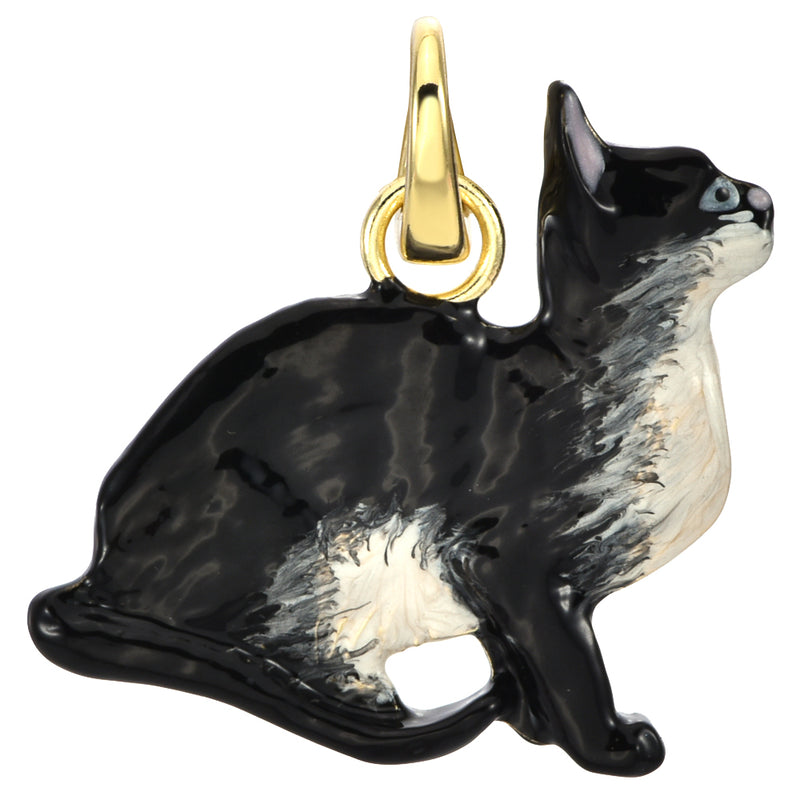 Tuxedo Kitty Open Ring Charm (Goldtone)