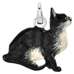 Tuxedo Kitty Open Ring Charm (Sterling Silvertone)