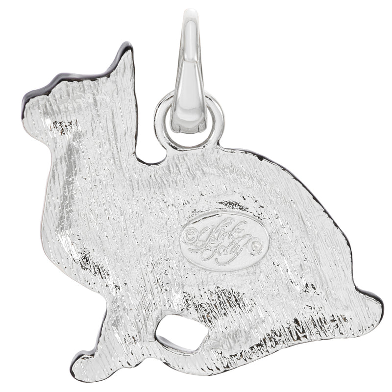 Tuxedo Kitty Open Ring Charm (Sterling Silvertone)