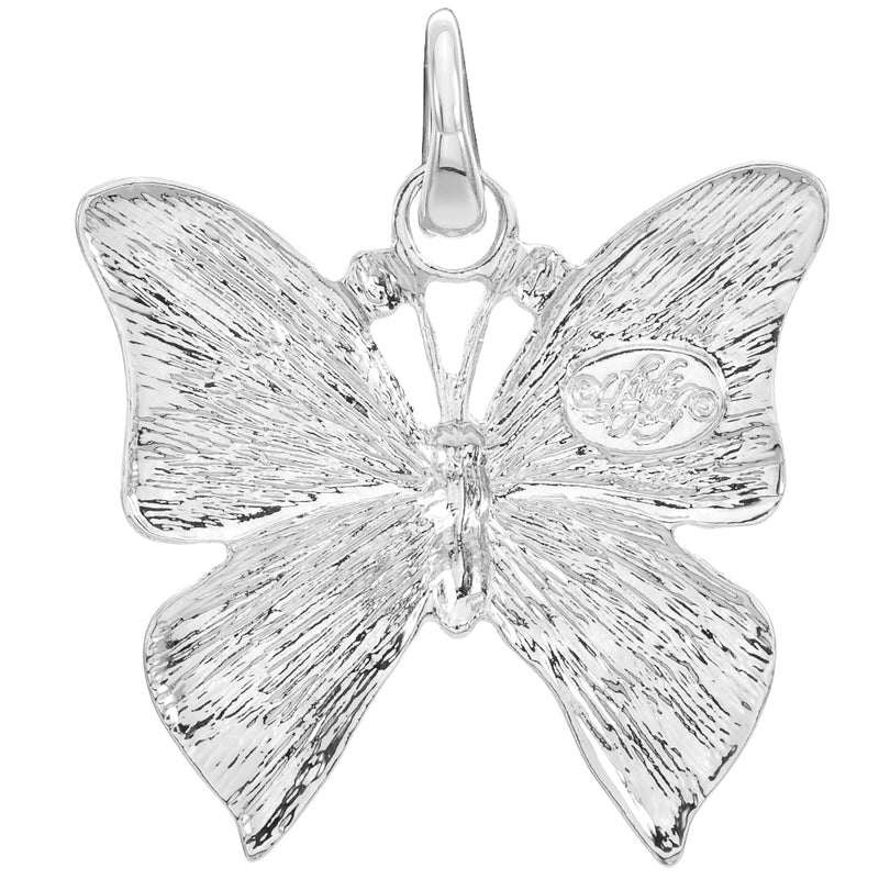 Lavender Dream Butterfly Open Ring Charm (Sterling Silvertone)