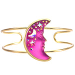 Venus Illusion Seaview Moon 35mm Cuff Bracelet (Goldtone/Magenta)