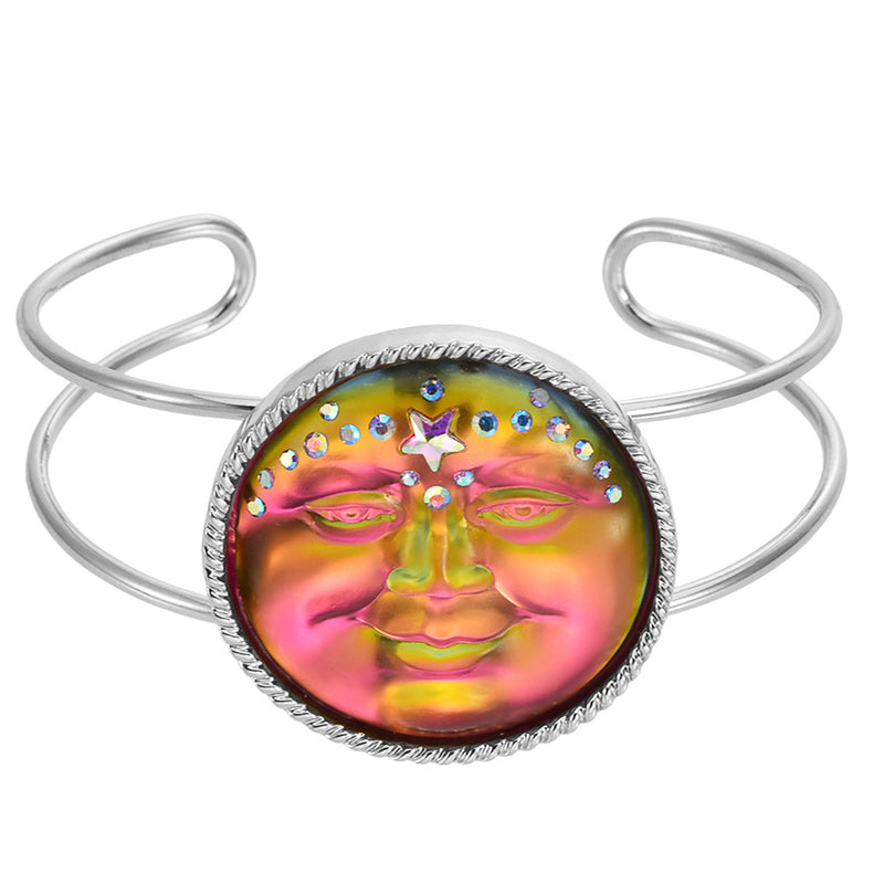 Venus Mystic Seaview Moon 35mm Cuff Bracelet (Sterling Silvertone/Mystic Iridis)