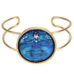 Venus Mystic Seaview Moon 35mm Cuff Bracelet (Goldtone/Mystic Blue Sphinx)