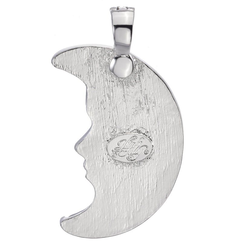 Venus Illusion Moon Shadow Foldover Pendant (Sterling Silvertone/Aqua)