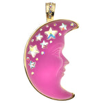 Venus Illusion Moon Shadow Foldover Pendant (Goldtone/Magneta)