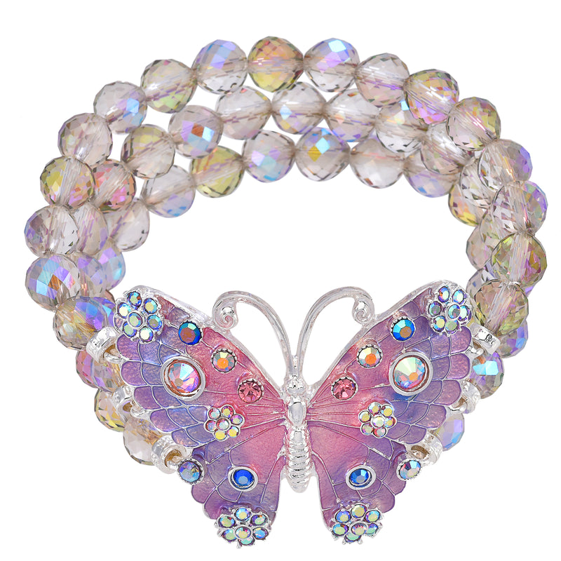 Fantasia Butterfly Stretch Bracelet (Sterling Silvertone)