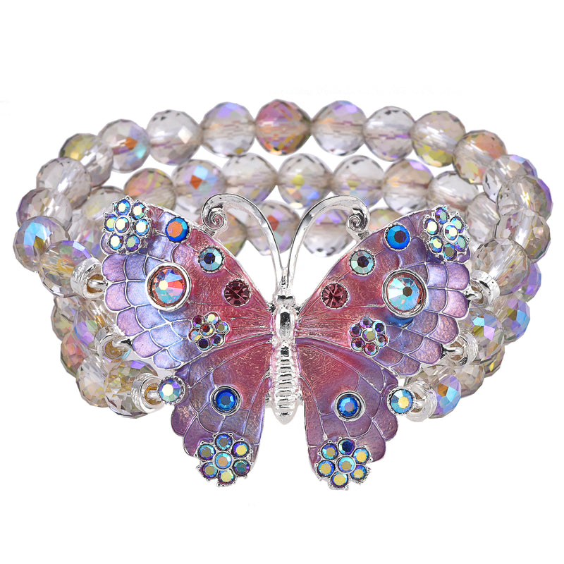 Fantasia Butterfly Stretch Bracelet (Sterling Silvertone)