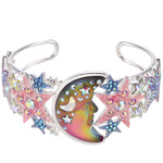 Starlight Dreamer Seaview Moon Shadow Cuff Bracelet (Sterling Silvertone/Mystic Iridis)