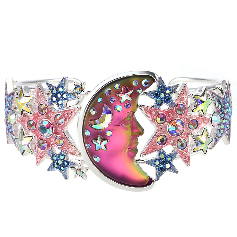 Starlight Dreamer Seaview Moon Shadow Cuff Bracelet (Sterling Silvertone/Mystic Iridis)