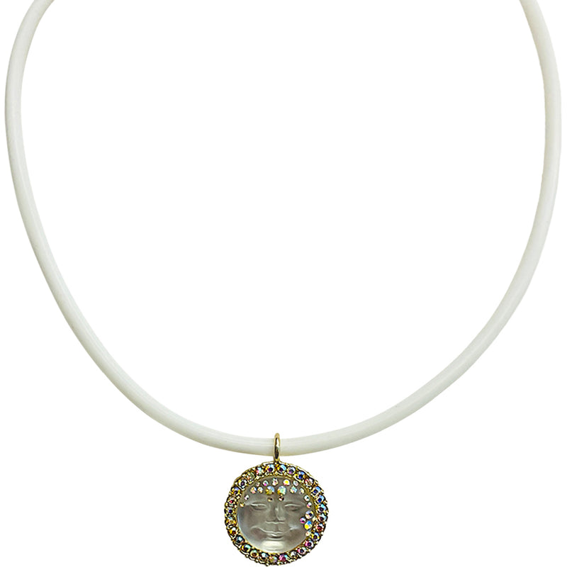 "One Of A Kind" Goddess Seaview Moon 18mm Necklace (Goldtone)
