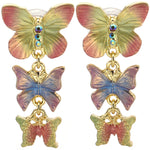 Fantasia Butterfly Pierced Earrings (Goldtone)