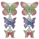 Fantasia Butterfly Pierced Earrings (Sterling Silvertone)