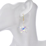 Crystal Star Leverback Earrings (Goldtone)