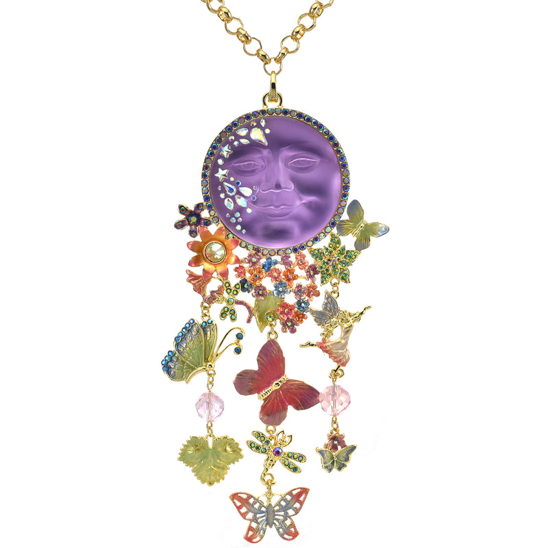 Couture Illusion Fairy Seaview Moon Fantasia Ornament Necklace (Goldtone)