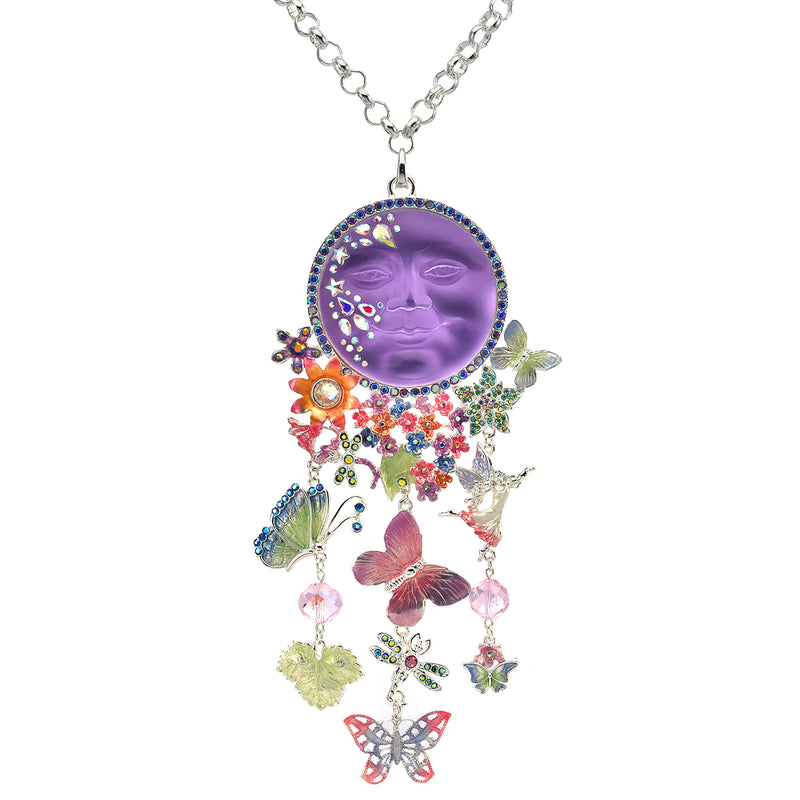 Couture Illusion Fairy Seaview Moon Fantasia Ornament Necklace (Sterling Silvertone)