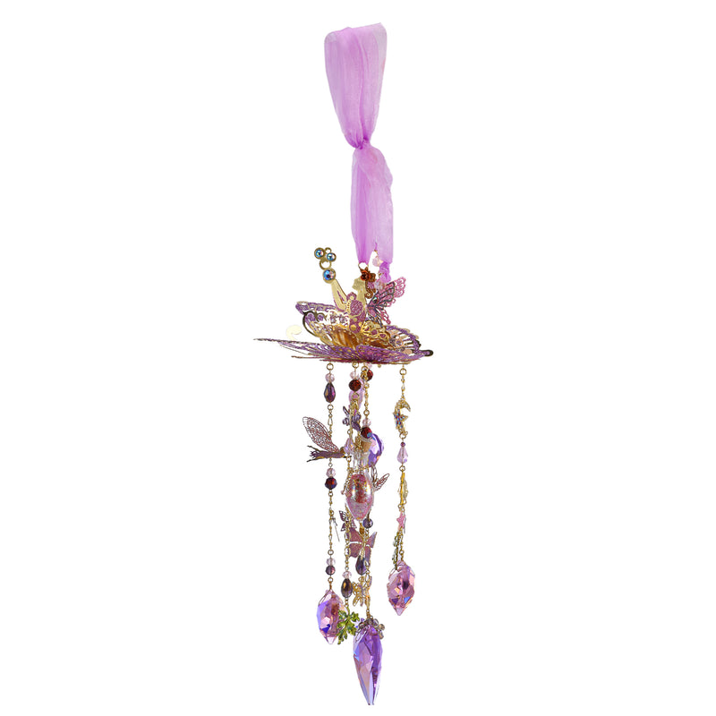 Lobelia Crystal Heart Fantasia Follydust Bottle Ornament (Goldtone/Pink)