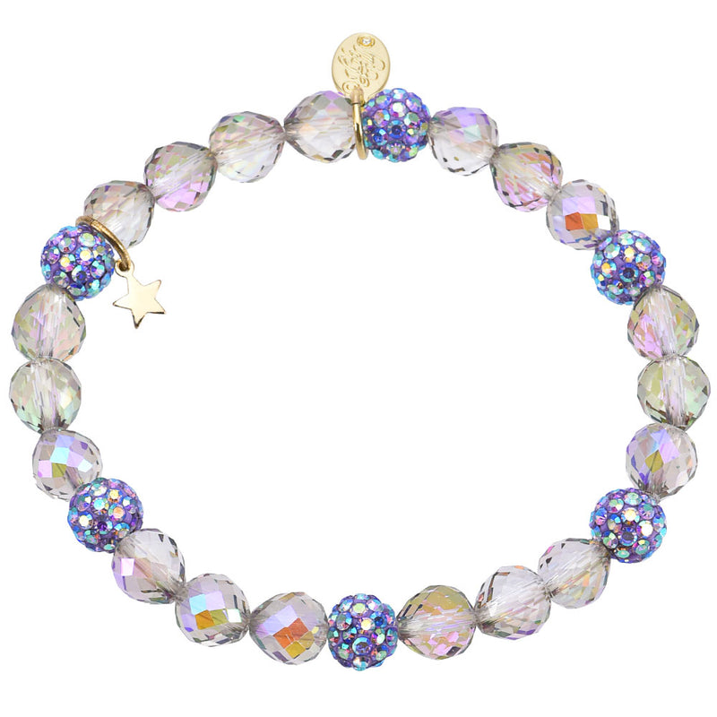 Fantasia Fireball Beaded Stretch Bracelet (Goldtone/Violet)