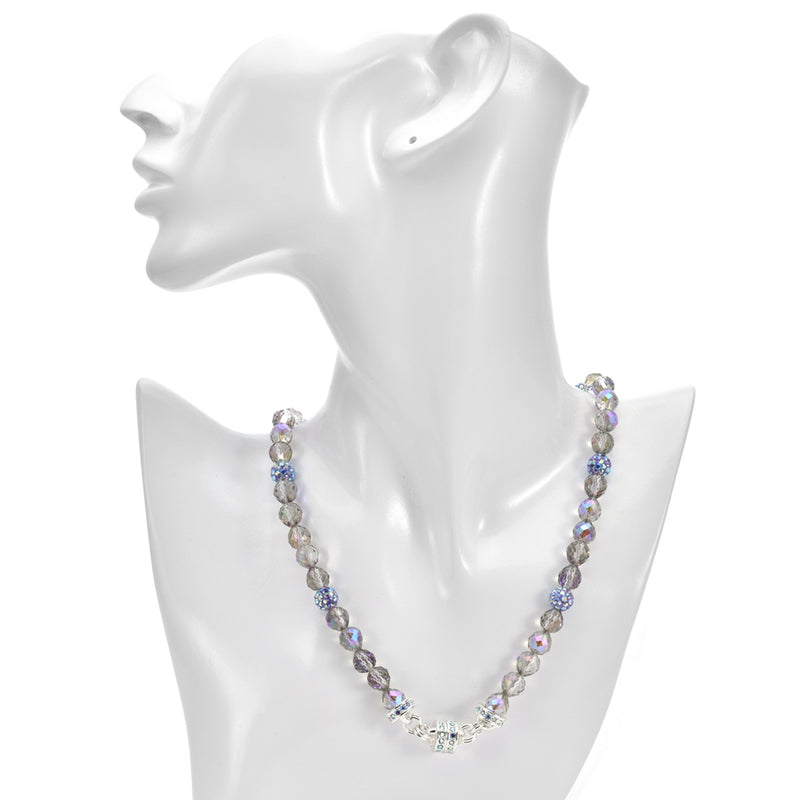 Fantasia Fireball Beaded Magnetic Interchangeable Necklace (Sterling Silvertone/Violet)