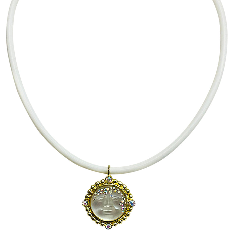 "One Of A Kind" Goddess Seaview Moon 18mm Necklace (Goldtone)
