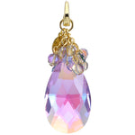 Crystal Lavender Dream Teardrop Open Ring Charm (Goldtone/Lavender)