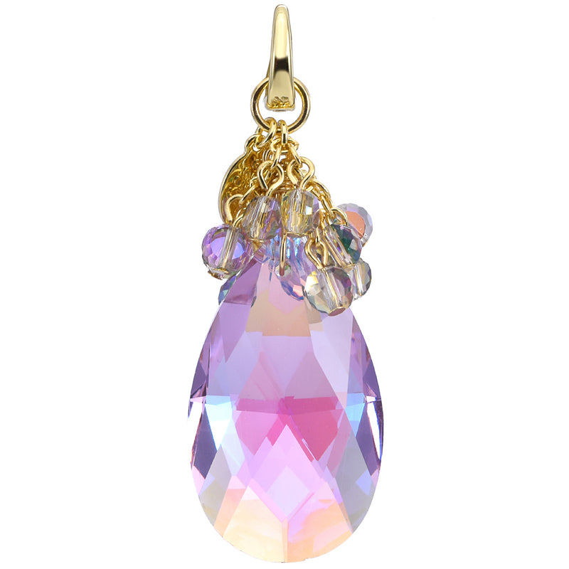 Crystal Lavender Dream Teardrop Open Ring Charm (Goldtone/Lavender)