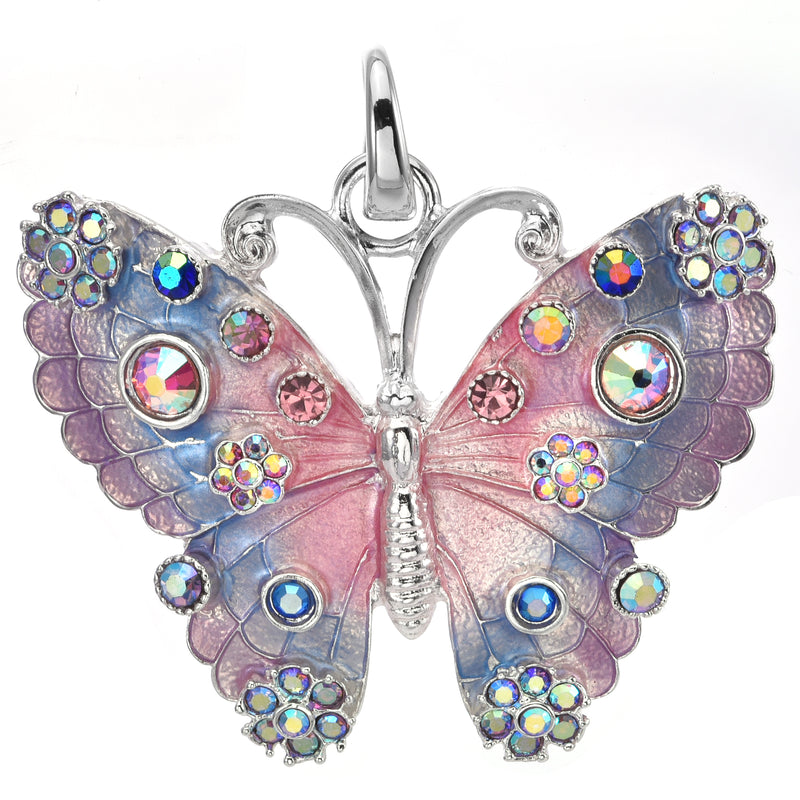 Fantasia Butterfly Open Ring Charm (Sterling Silvertone)