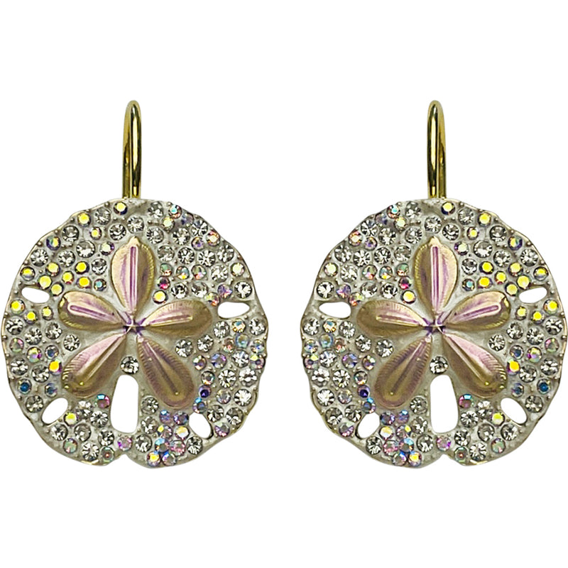 "One Of A Kind" Ocean Dreams Sand Dollar Leverback Earrings (Goldtone)