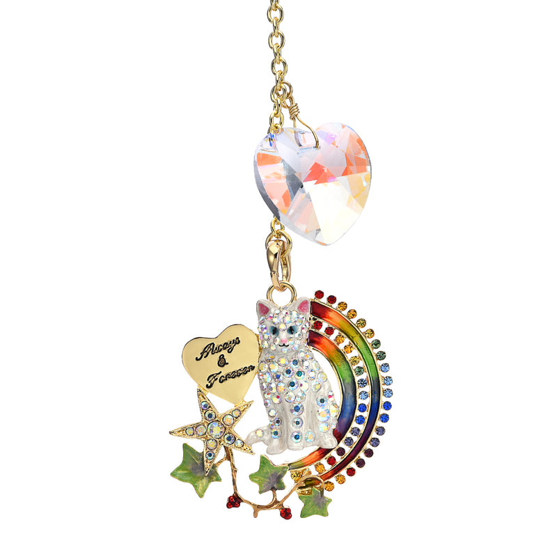 Rainbow Bridge Always and Forever Kitty Open Ring Charm Shimmer (Goldtone)