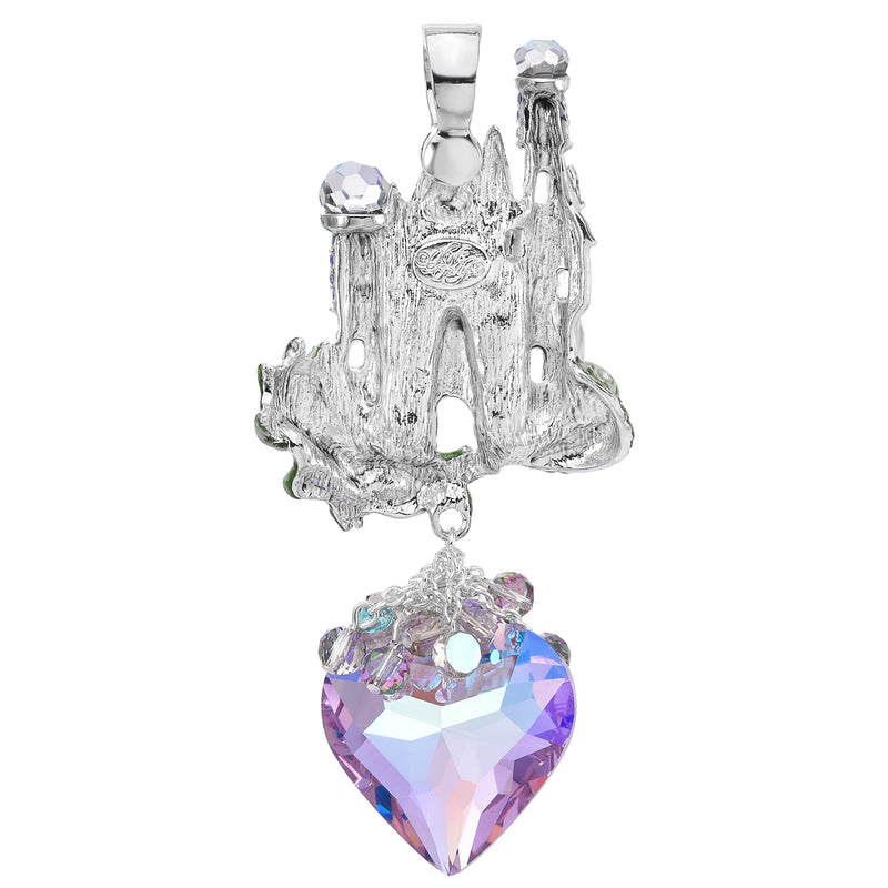 Dragon Heart Crystal Castle Foldover Pendant (Sterling Silvertone)