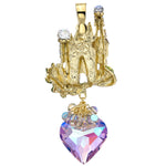 Dragon Heart Crystal Castle Foldover Pendant (Goldtone)