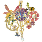 Enchanted Garden Fairyland Balloon Foldover Pendant (Goldtone)