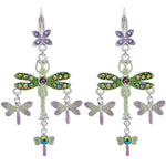 Dragonfly Flight Leverback Earrings (Sterling Silvertone)