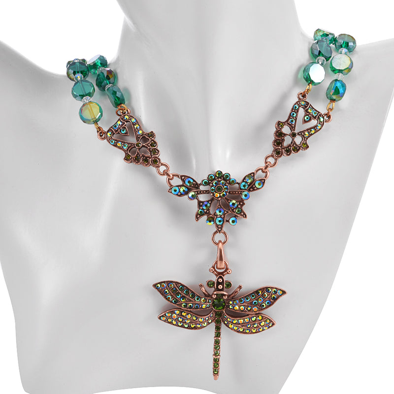 Couture Crystal Fantasia Dragonfly Necklace 3pc Set (Copper Ox