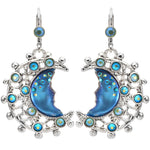 Mystic Victorian Goddess Moon Shadow Leverback Earrings (Sterling Silvertone/Blue Sphinx))