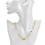 Fantasia Chain & Bead Magnetic Closure Necklace (Goldtone)