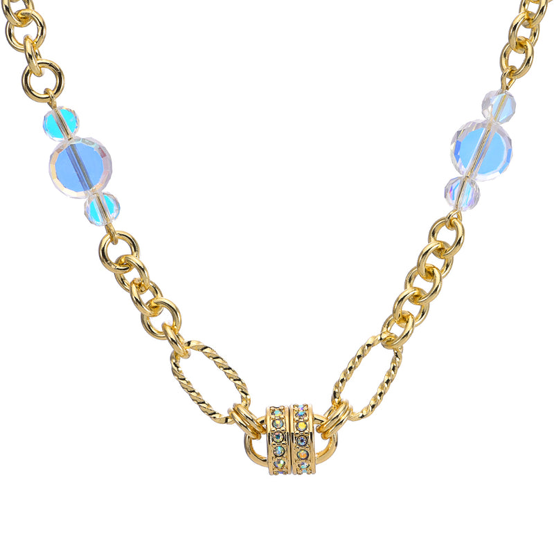 Fantasia Chain & Bead Magnetic Closure Necklace (Goldtone)