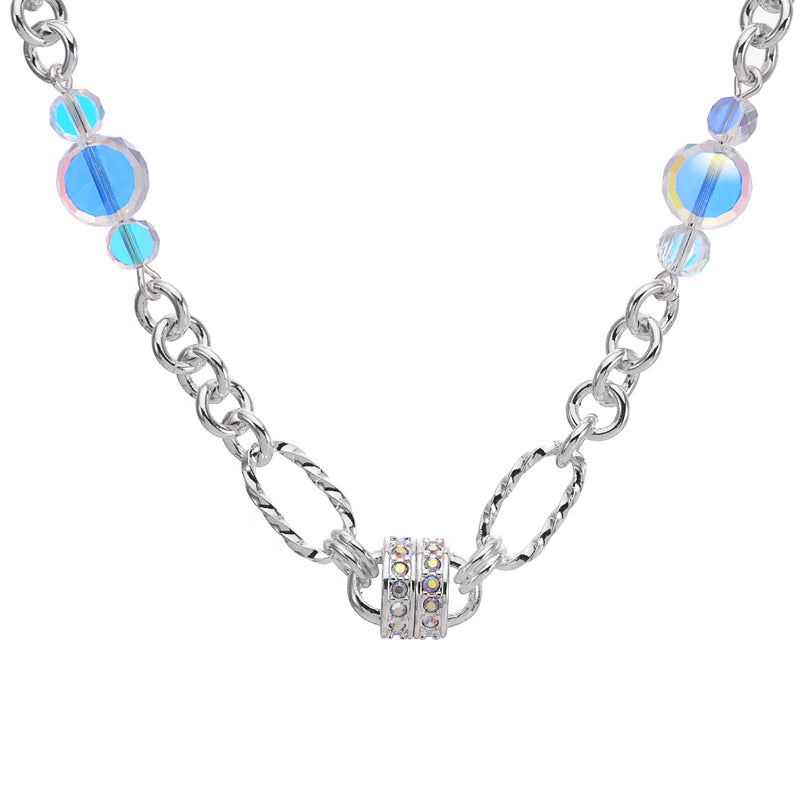 Fantasia Chain & Bead Magnetic Closure Necklace (Sterling Silvertone)