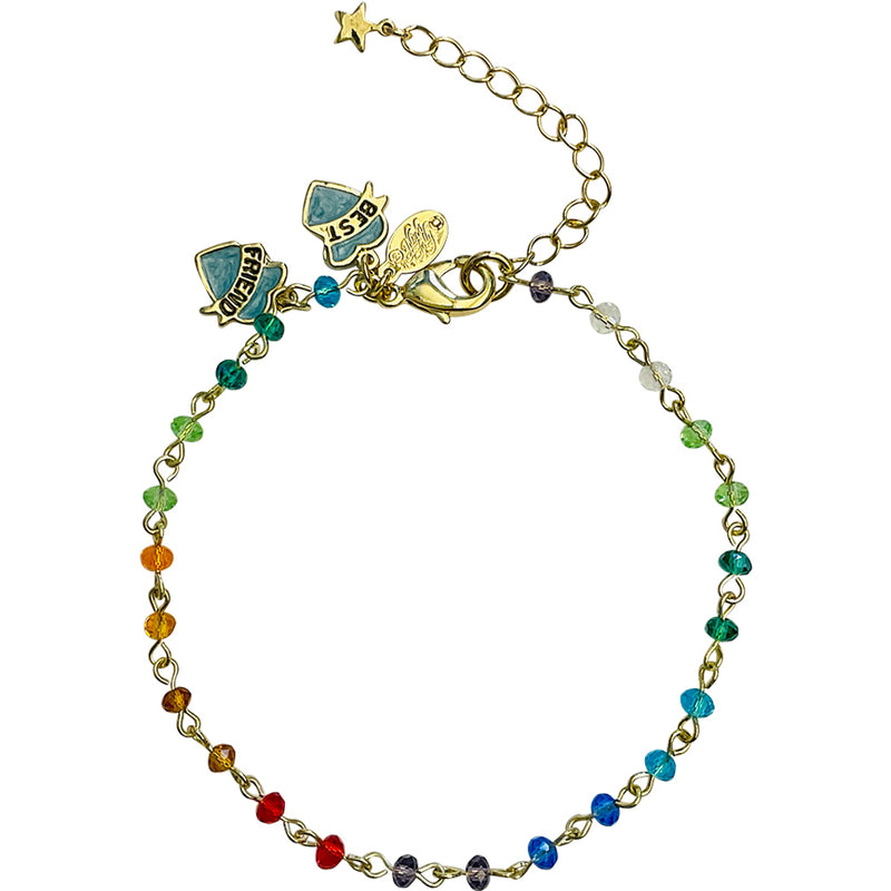 "One Of A Kind" Rainbow Bridge Beaded Anklet (Goldtone)