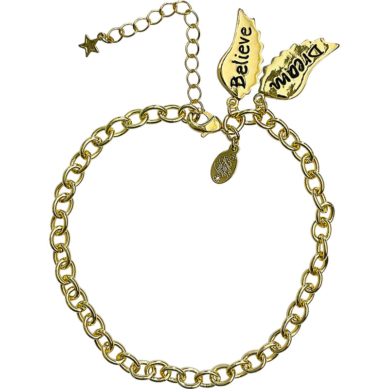Dream And Beleive Angel Wing Anklet (Goldtone)