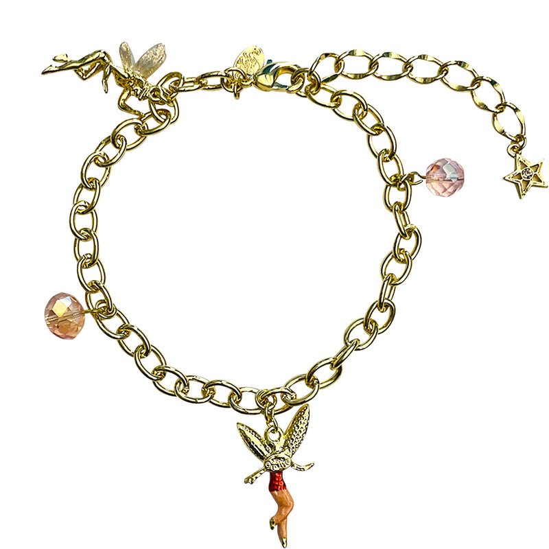"One Of A Kind" Frolicking Fairy Anklet Bracelet (Goldtone)