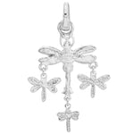 Dragonfly Flight Open Ring Charm (Sterling Silvertone)