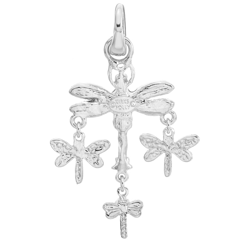 Dragonfly Flight Open Ring Charm (Sterling Silvertone)