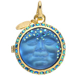 Love Never Dies Mystic Seaview Moon Open Ring Charm (Goldtone/Mystic Blue Sphinx)