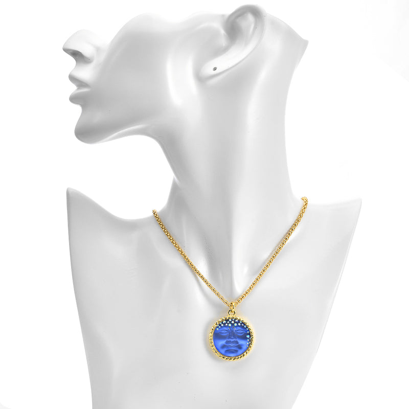 Love Never Dies Illusion Seaview Moon Necklace (Goldtone/Blue Illusion)